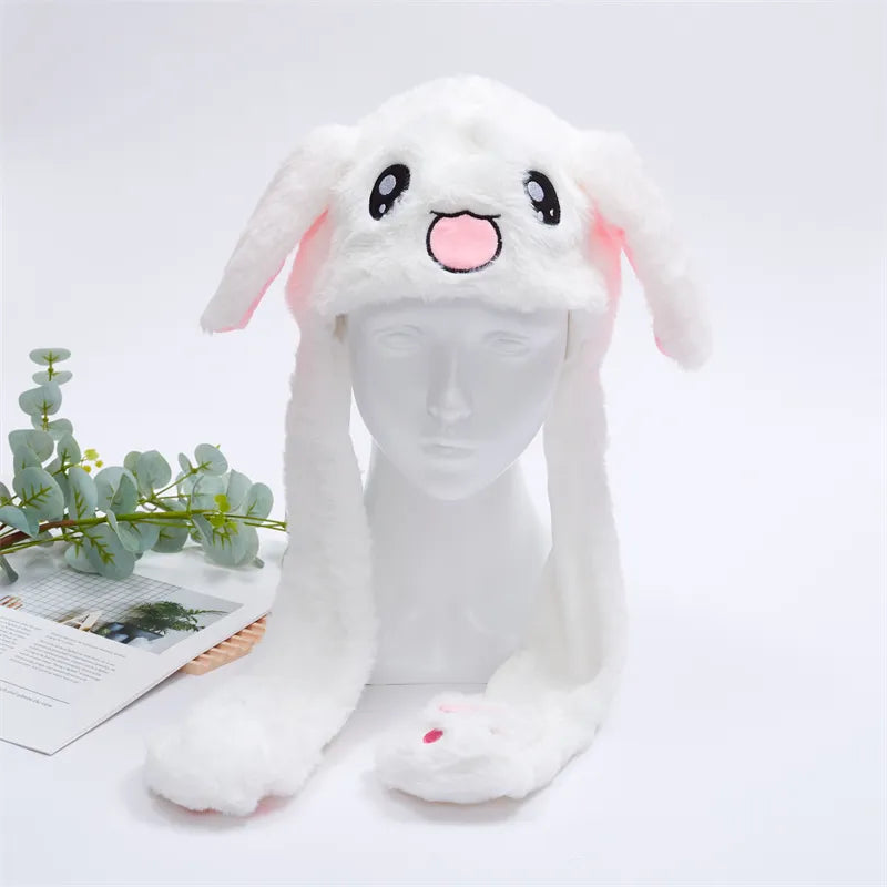 Plush Bunny Ear Hat with Moving Ears – Interactive Winter Hat