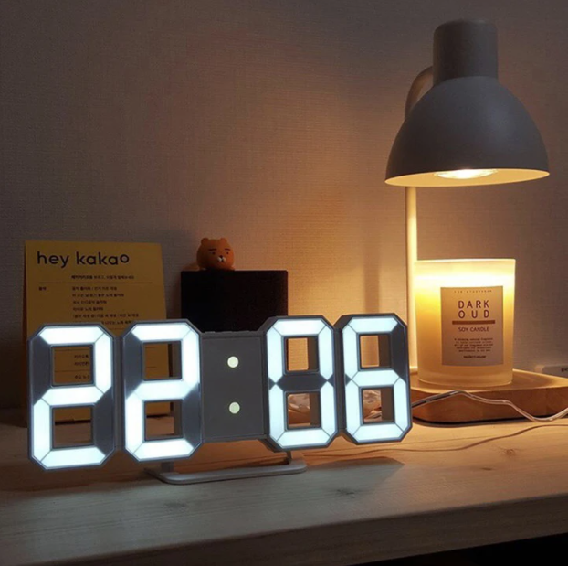 3D LED Digital Alarm Clock with Time Date Temperature Display