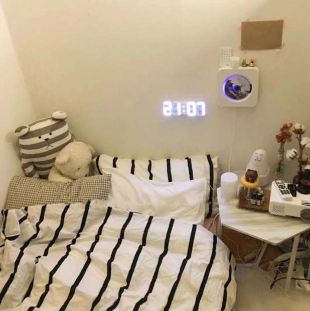 3D LED Digital Alarm Clock with Time Date Temperature Display