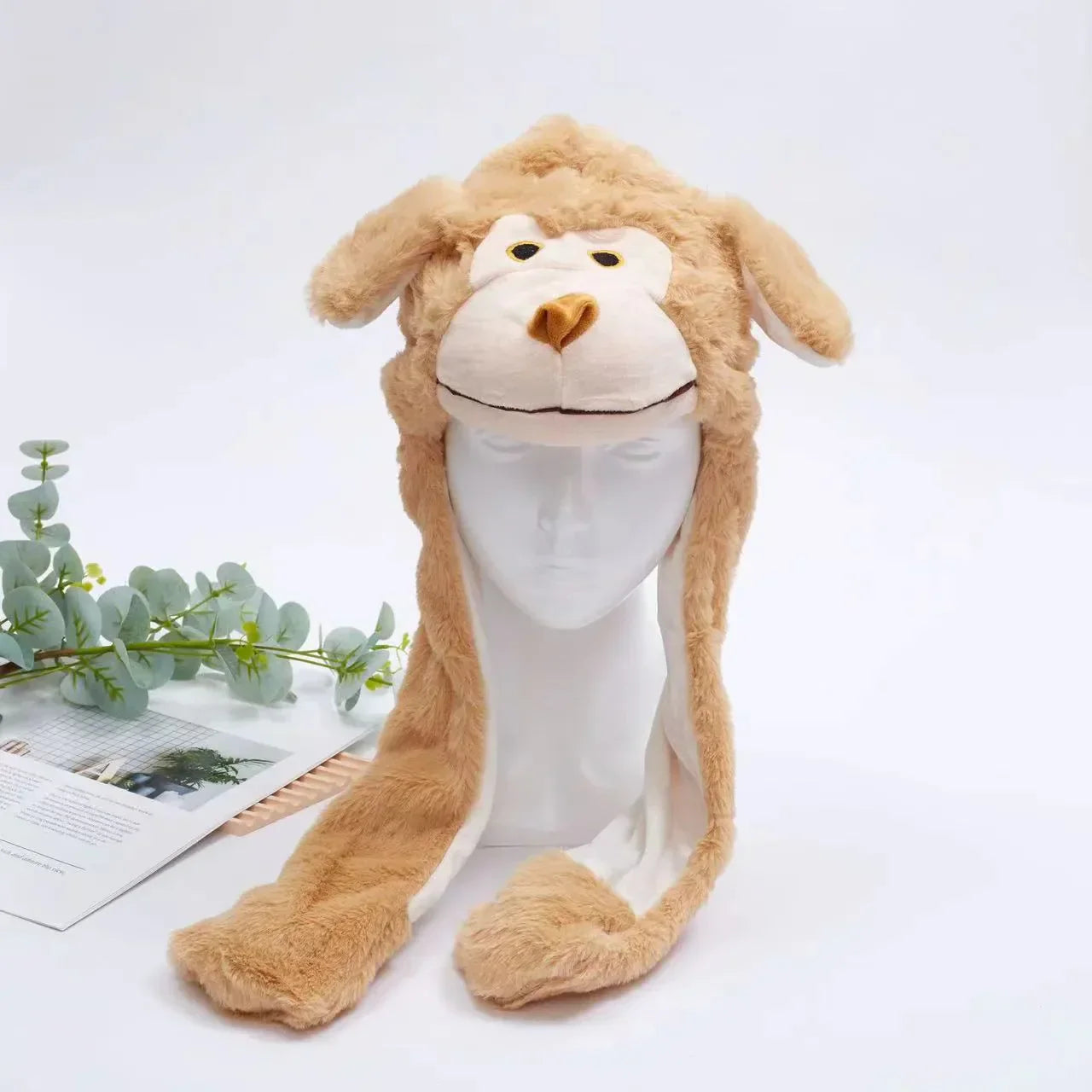 Plush Bunny Ear Hat with Moving Ears – Interactive Winter Hat