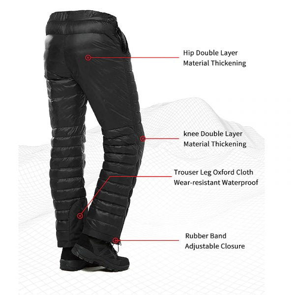 Outdoor Thermal Goose Down Pants – Full-Zip Insulated Winter Trousers