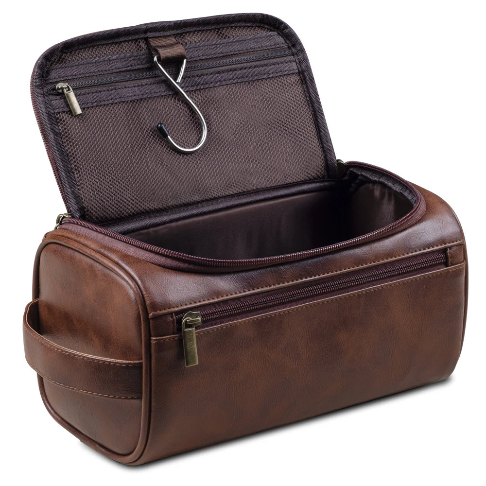 Premium Leather Travel Toiletry Bag