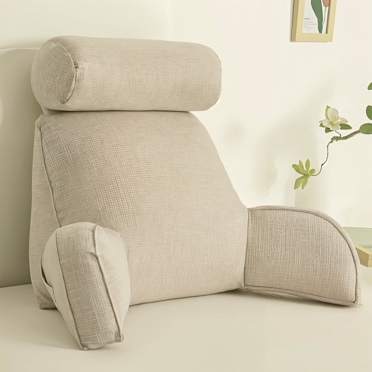 ComfortNest™ Deluxe Backrest Pillow with Arms & Adjustable Headrest