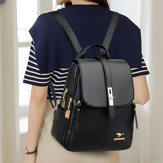 Women's Leather Backpack Multi-Pocket Everyday Handbag