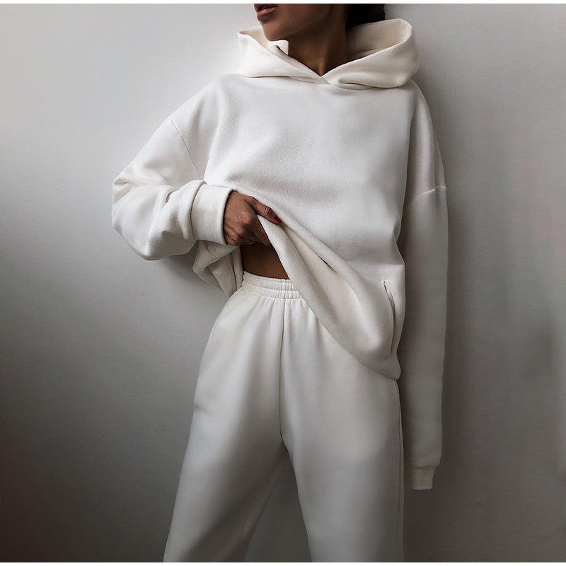 Oversized High Waist Hoodie Jogger Set Women Two Piece Tracksuit