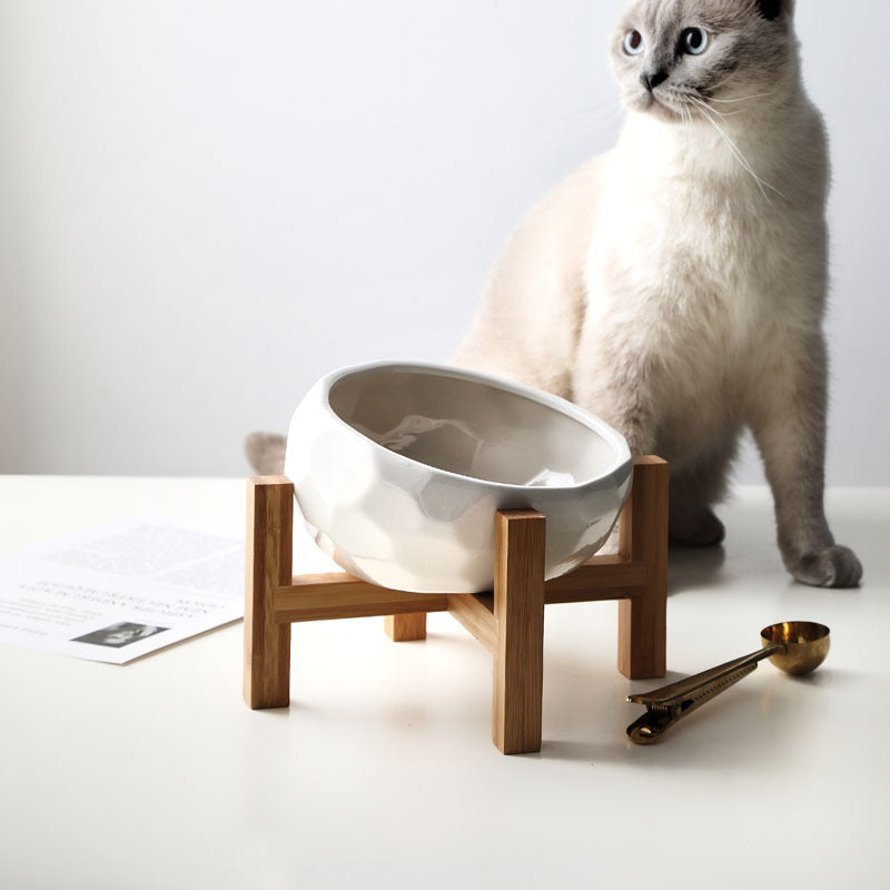 PawRise – Ergonomic Elevated Pet Food Bowl with Non-Slip Wooden Stand