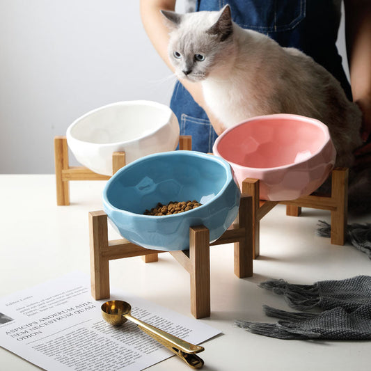 PawRise – Ergonomic Elevated Pet Food Bowl with Non-Slip Wooden Stand