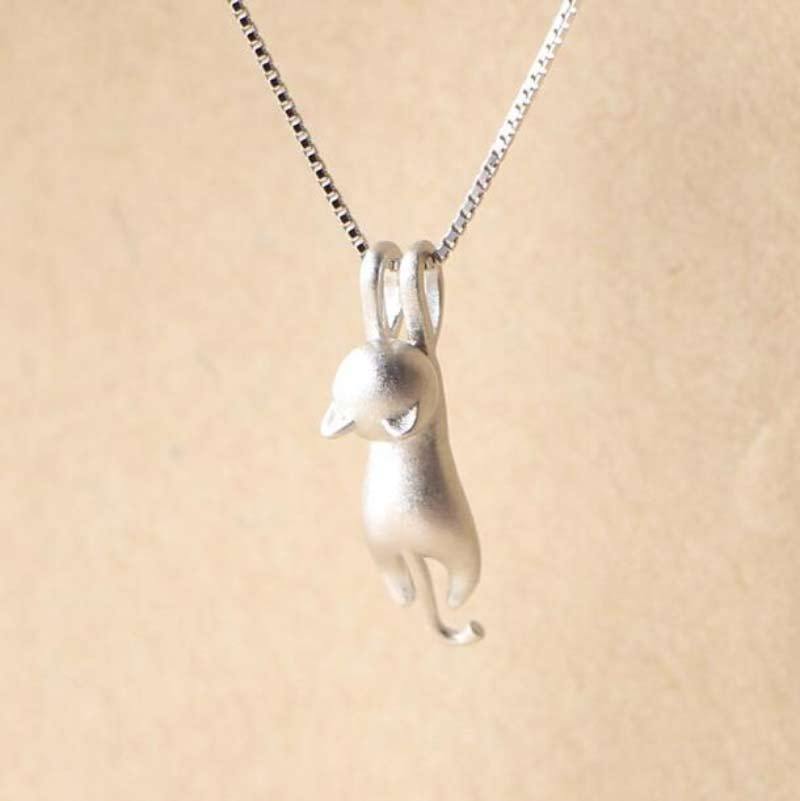 Cat Pendant Necklace – 925 Sterling Silver Animal Charm Necklace
