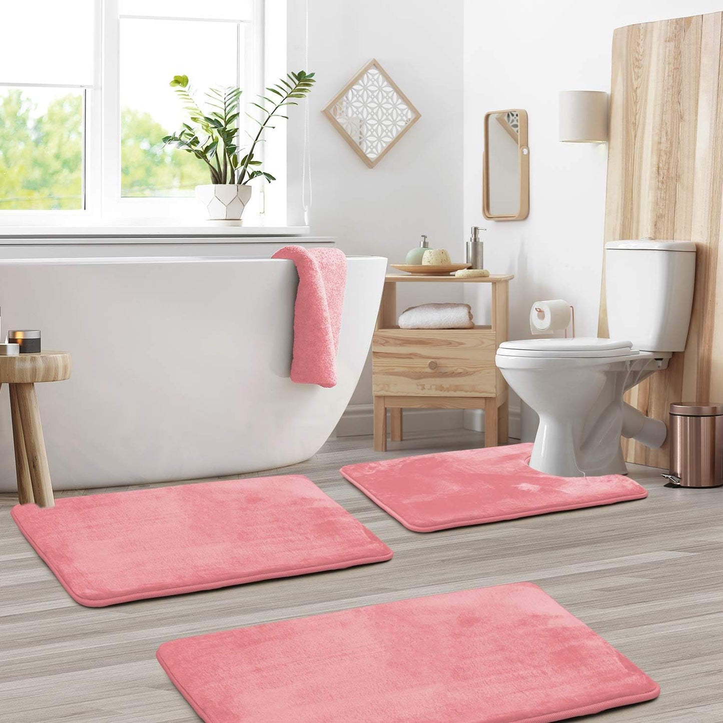 VelvaLuxe – Memory Foam Bath Mat Set – Soft, Absorbent & Non-Slip (3-Piece)