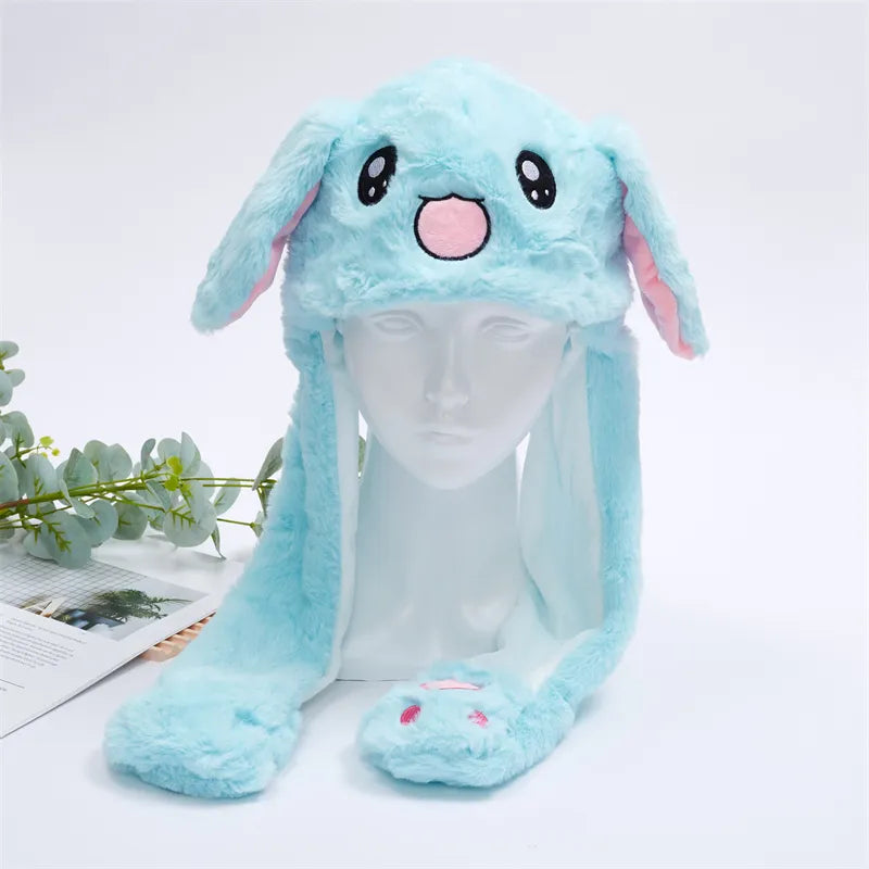 Plush Bunny Ear Hat with Moving Ears – Interactive Winter Hat