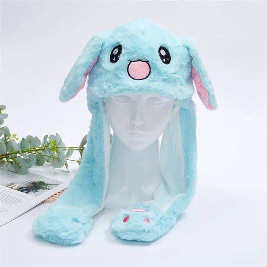 Plush Bunny Ear Hat with Moving Ears – Interactive Winter Hat