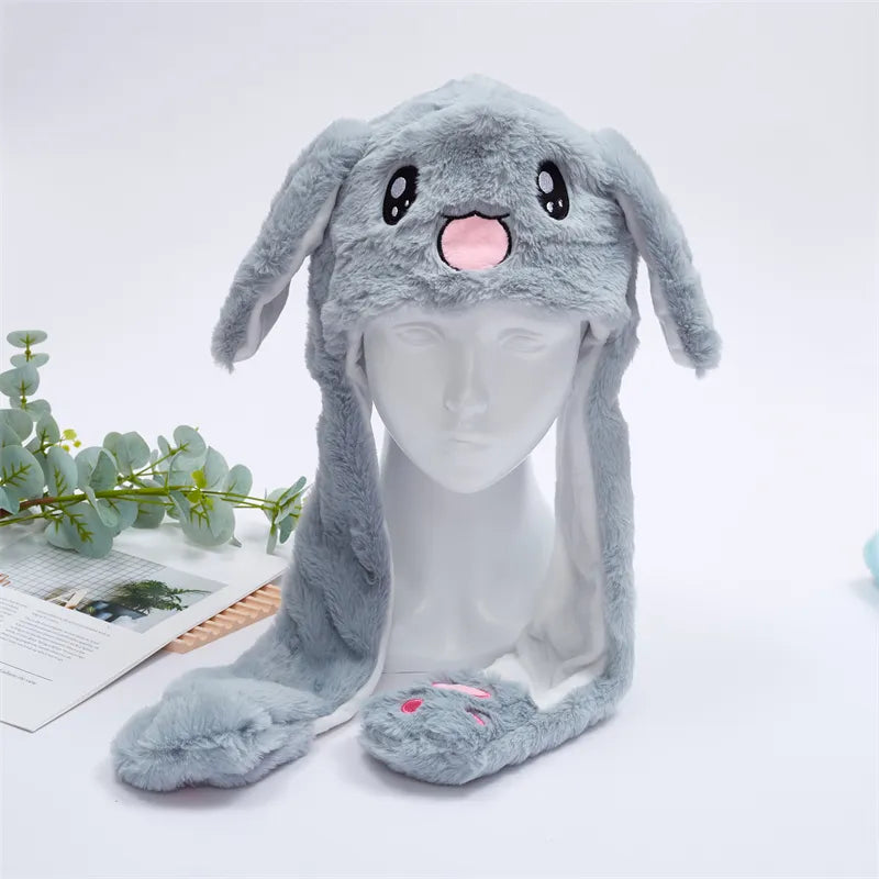 Plush Bunny Ear Hat with Moving Ears – Interactive Winter Hat
