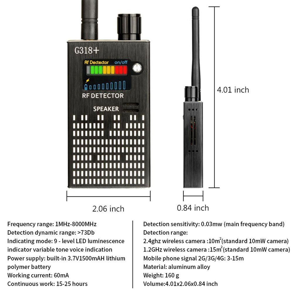 Portable RF Signal Detector Hidden Camera and GPS Finder
