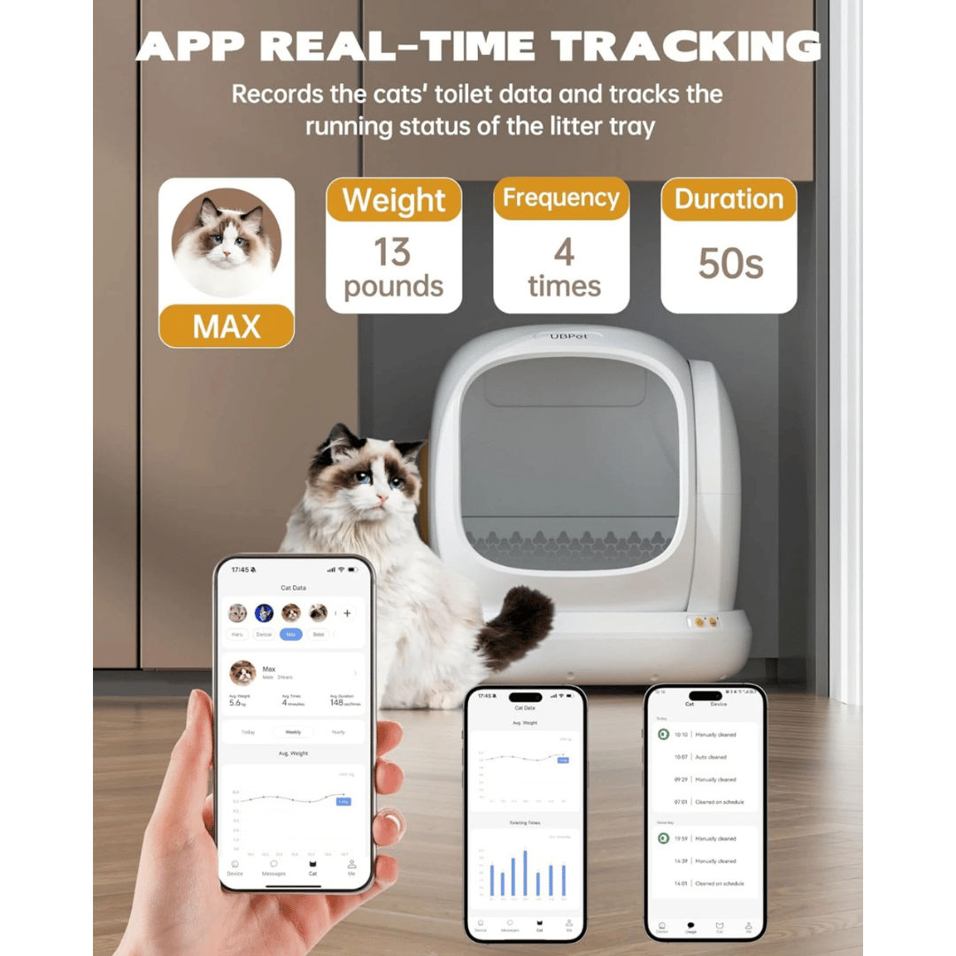 AutoPurr™ Smart Self-Cleaning Cat Litter Box with App Health Tracking