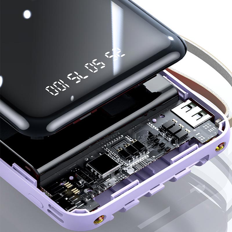 Mini Power Bank 20000mAh Fast Charging Portable Charger with Built-In Cables