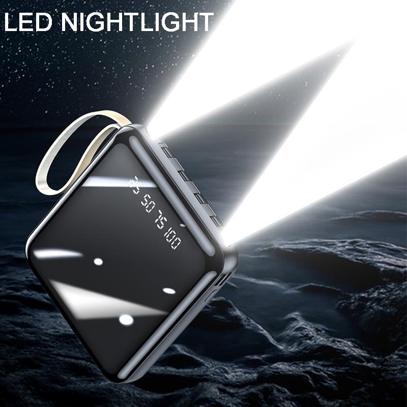 Mini Power Bank 20000mAh Fast Charging Portable Charger with Built-In Cables