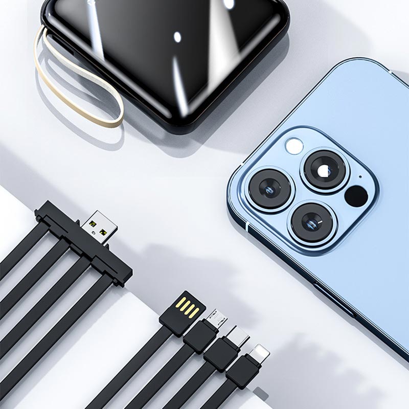 Mini Power Bank 20000mAh Fast Charging Portable Charger with Built-In Cables