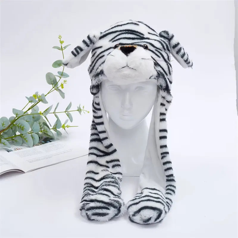 Plush Bunny Ear Hat with Moving Ears – Interactive Winter Hat