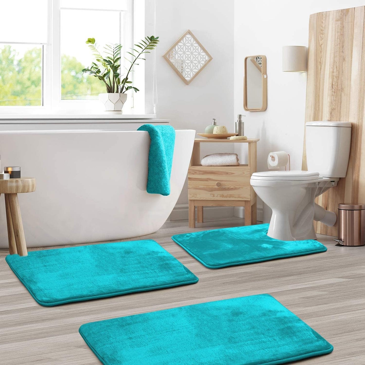 VelvaLuxe – Memory Foam Bath Mat Set – Soft, Absorbent & Non-Slip (3-Piece)