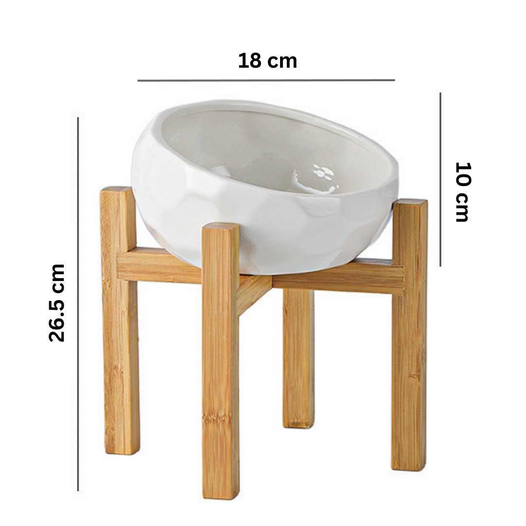 PawRise – Ergonomic Elevated Pet Food Bowl with Non-Slip Wooden Stand