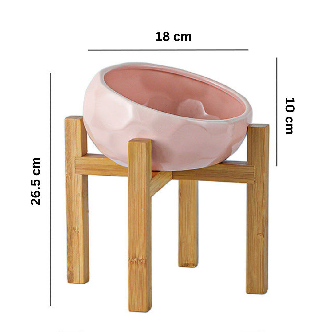 PawRise – Ergonomic Elevated Pet Food Bowl with Non-Slip Wooden Stand