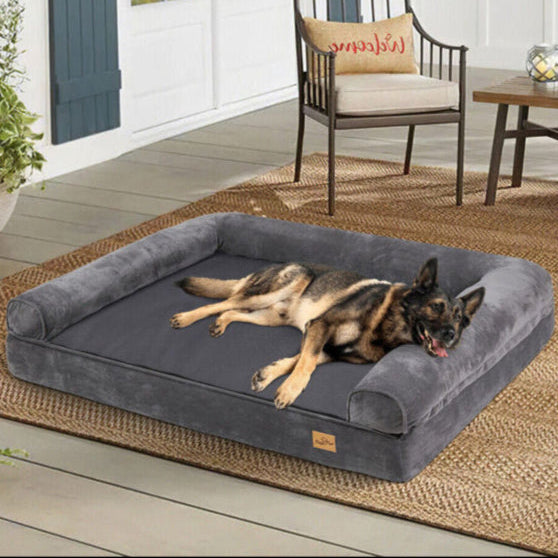 XL Orthopedic Dog Bed™ – Waterproof Sofa-Style Bolster Bed with Washable Cover