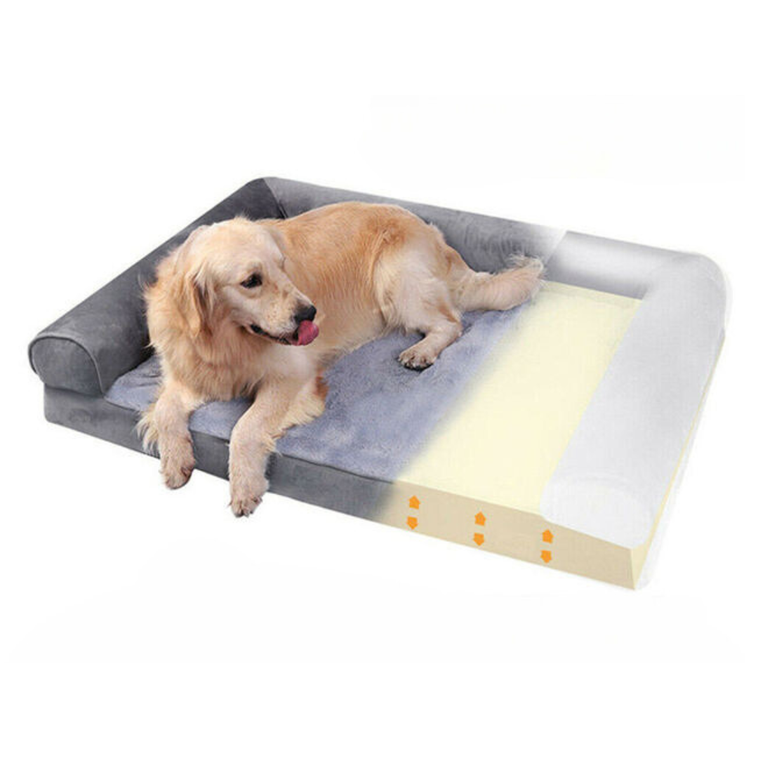 XL Orthopedic Dog Bed™ – Waterproof Sofa-Style Bolster Bed with Washable Cover