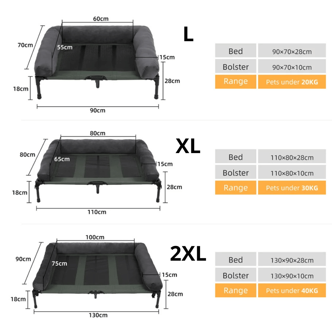 PawRest™ XL Raised Dog Bolster Bed for Large Dogs