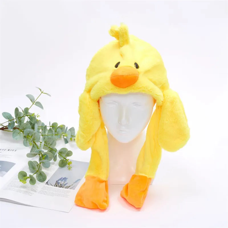 Plush Bunny Ear Hat with Moving Ears – Interactive Winter Hat